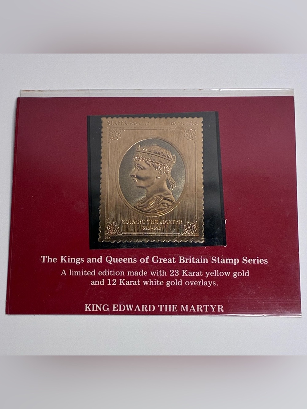 King Edward The Martyr Great Britain Stamp Series 23K Yellow Gold 12K White Gold